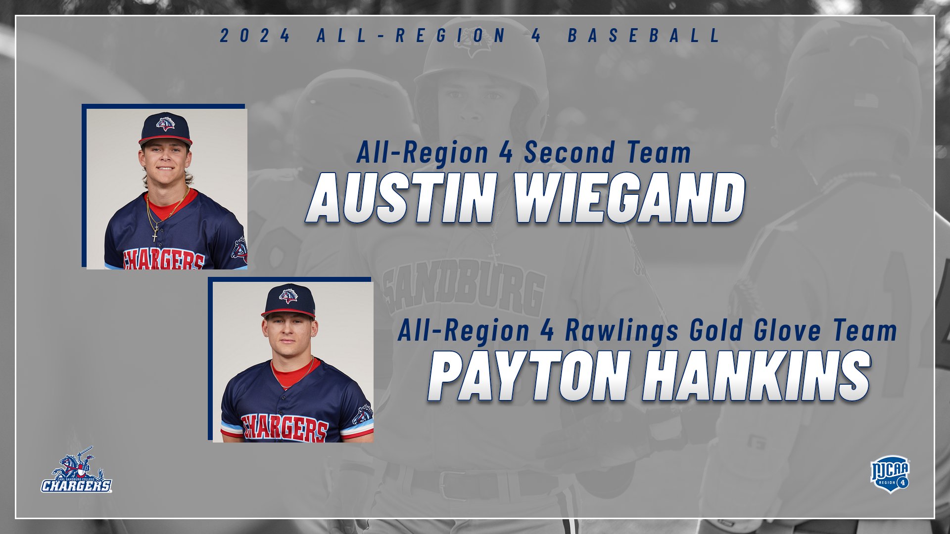 Chargers baseball outfielders Wiegand, Hankins earn All-Region 4 honors