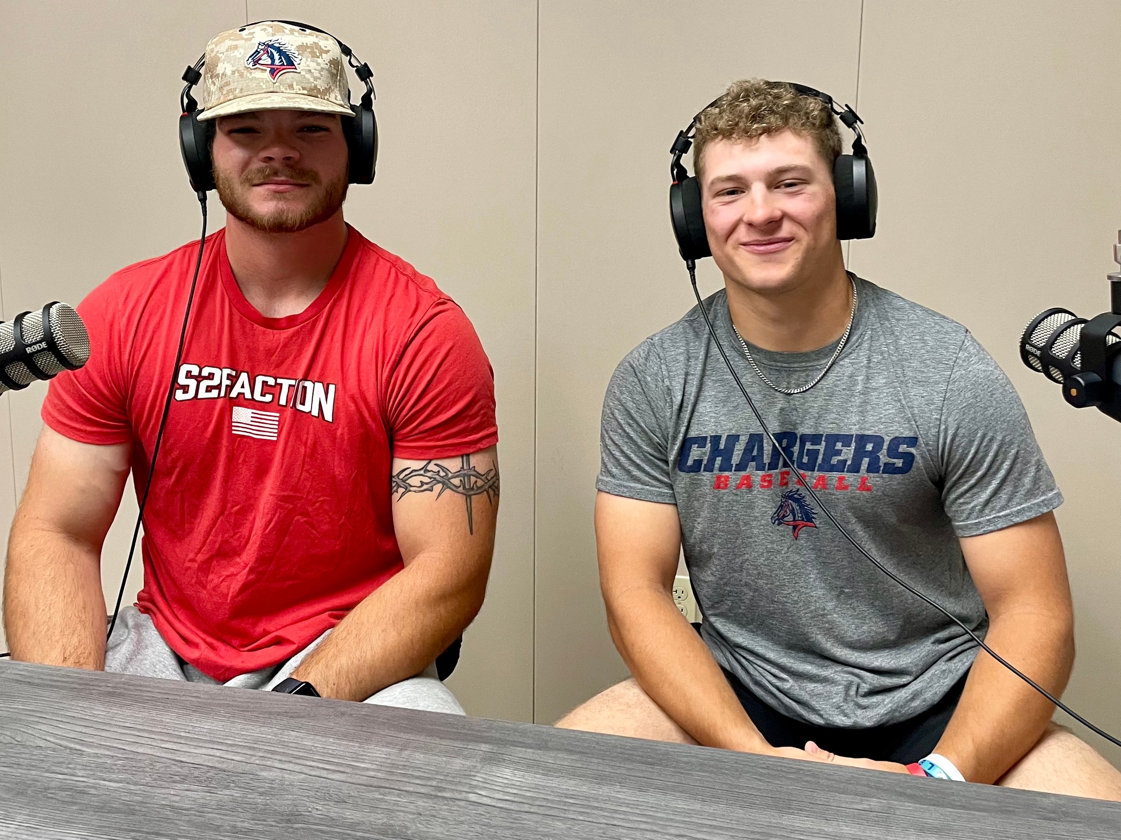 Frank Kelch (left) and Payton Hankins (right) were the guests on Episode 21 of the Sandburg Athletics Podcast.