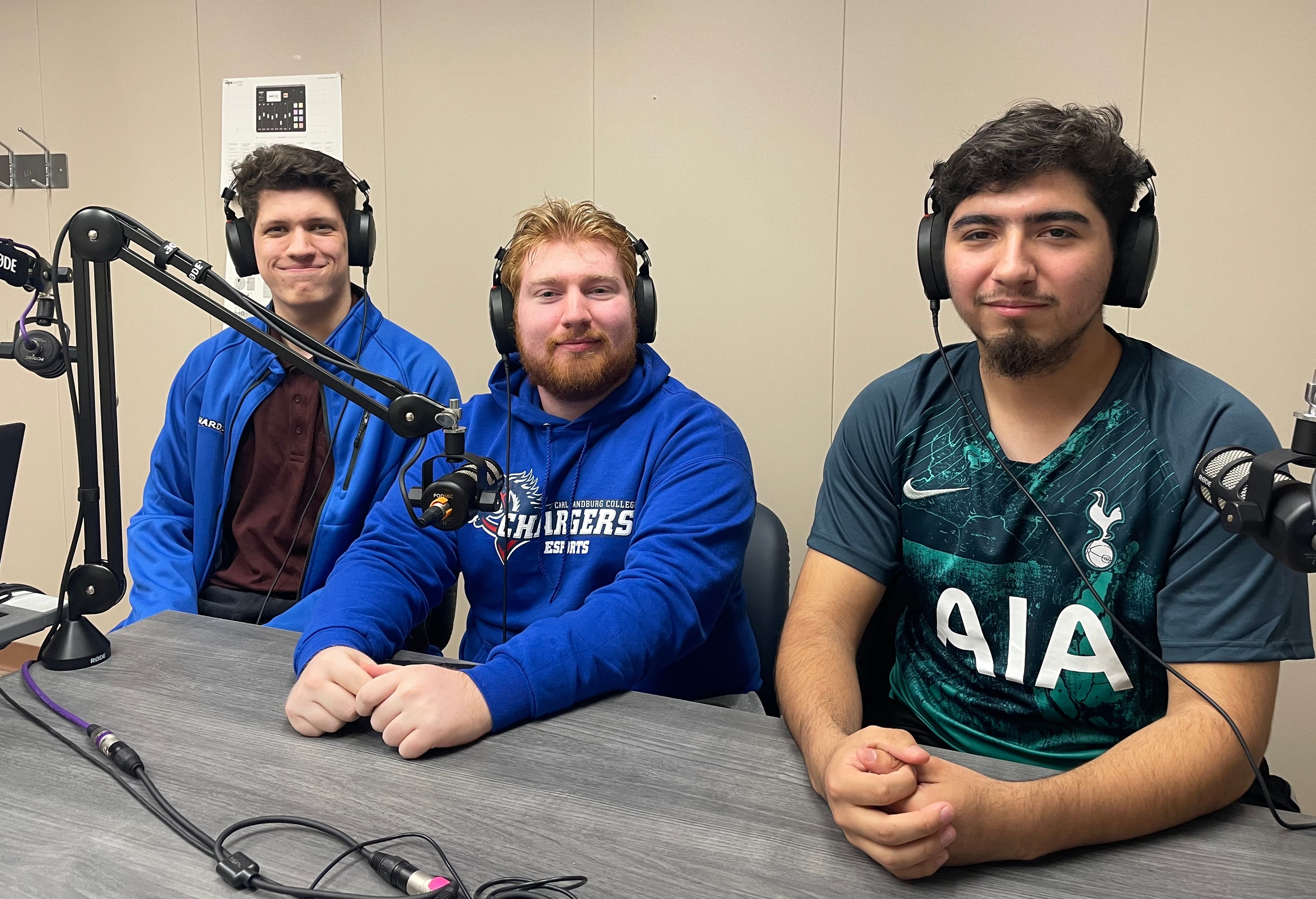 Chargers esports team members (L-R) Ben Nelson, Austin Ullrich and Luis Hernandez were the guest for Episode 28 of the Sandburg Athletics Podcast.
